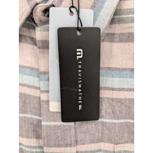 NWT TravisMathew Cloud Flannel Stripe Button-Up in Elderberry/Plum size XL - Picture 4 of 7